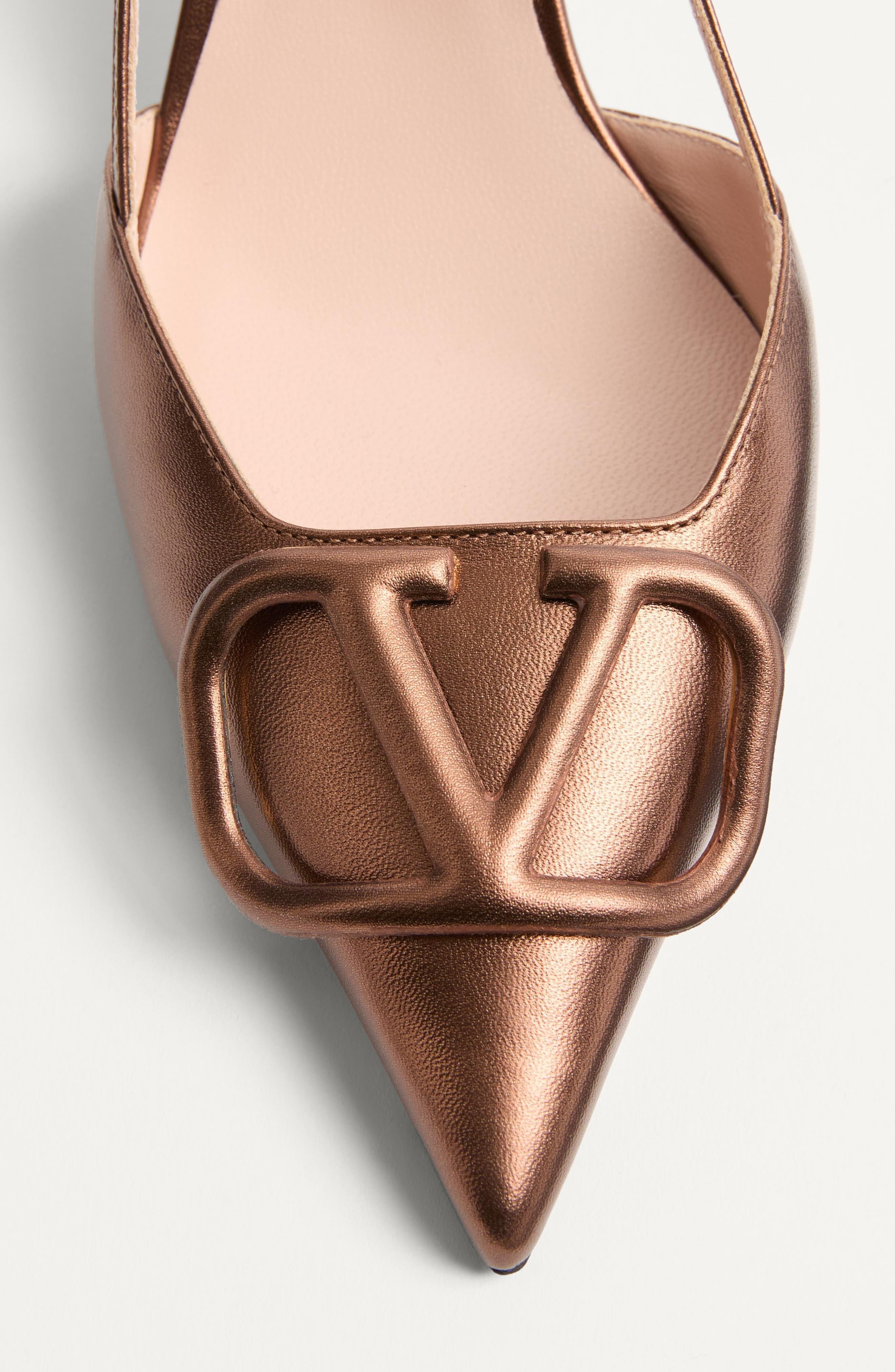 Valentino Garavani VLOGO Signature Metallic Slingback Pump in Bronze at Nordstrom - 6