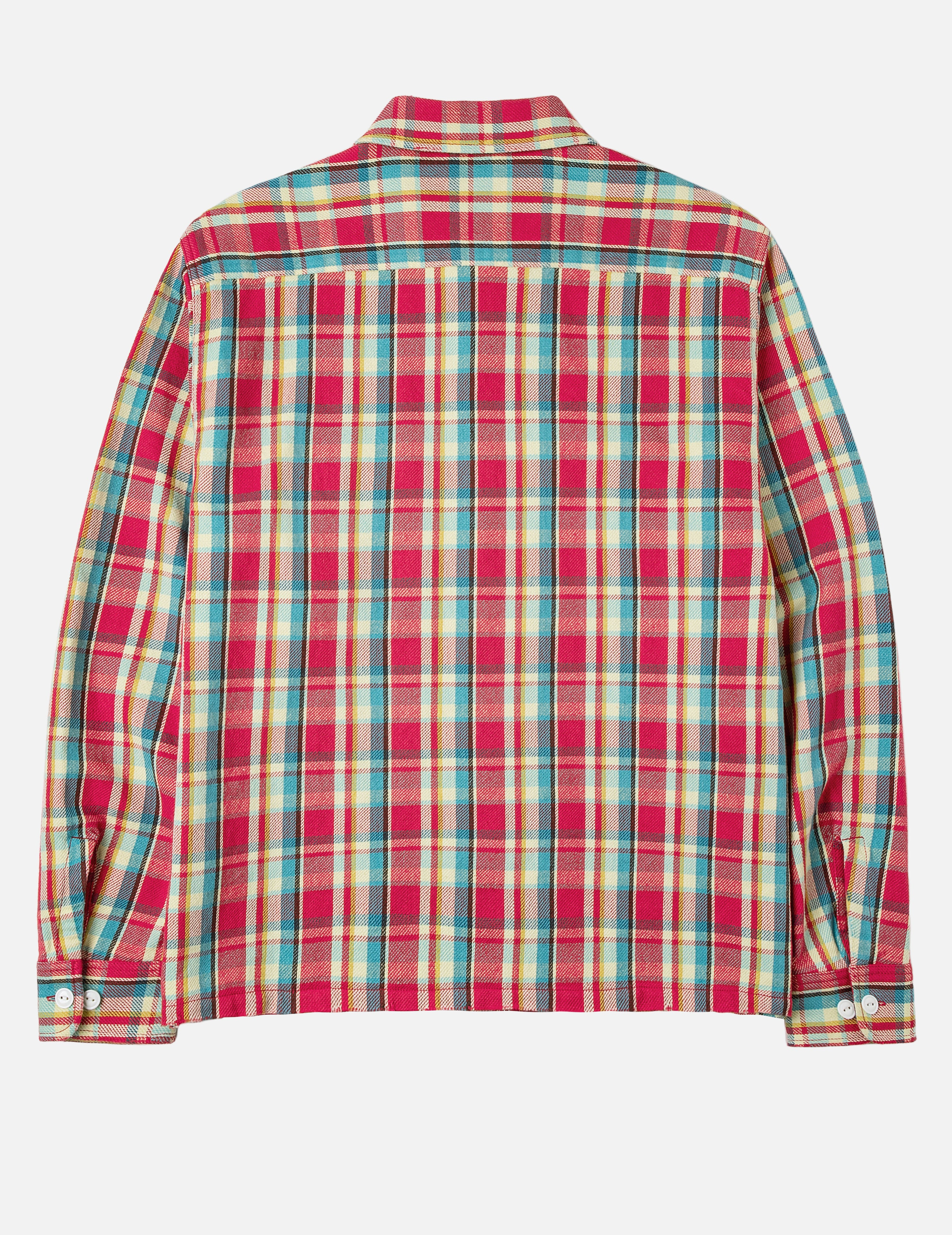 Seagull Print Relax Fit Plaid Flannel Shirt - 2