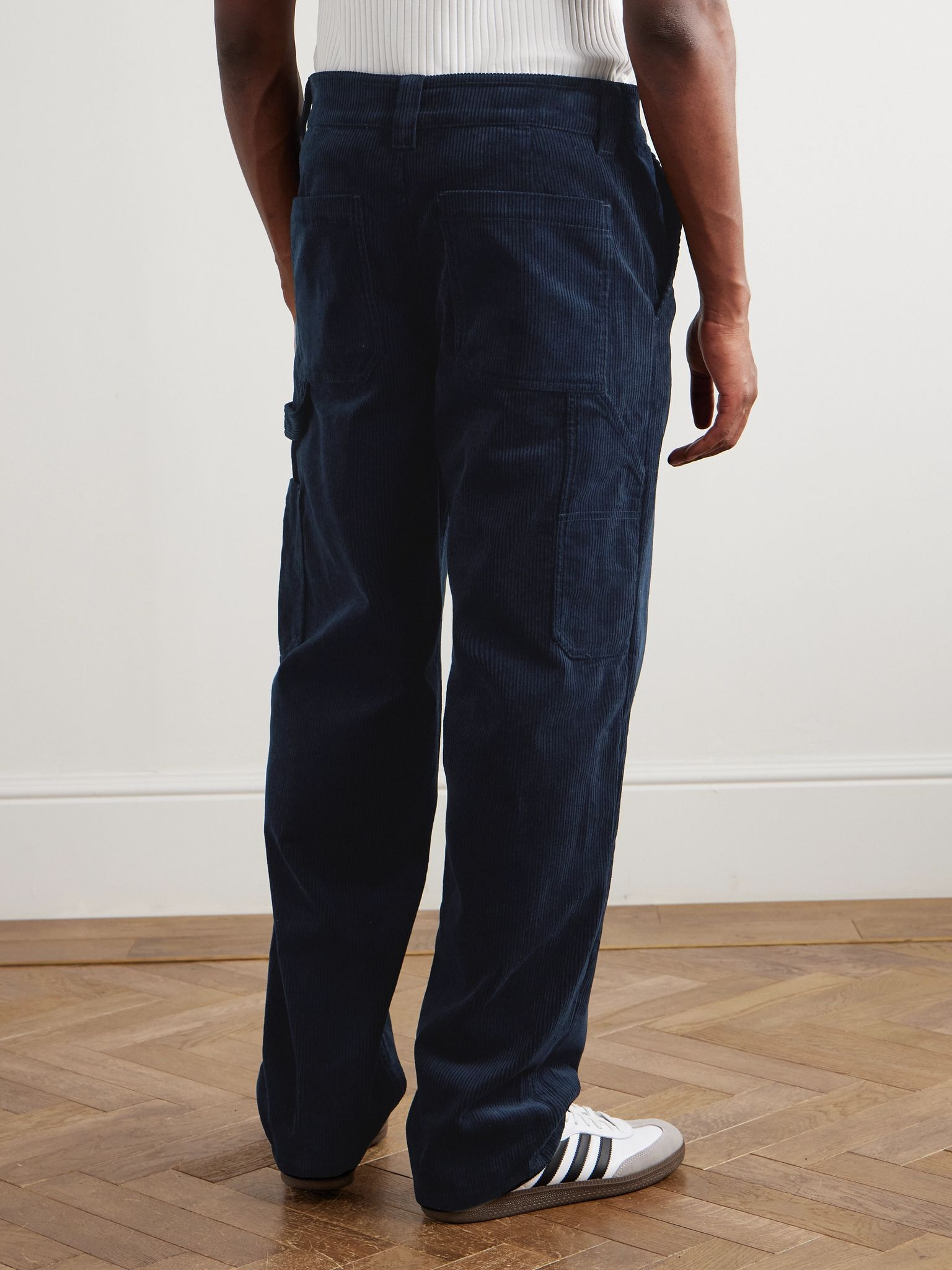 Fergus Straight-Leg Cotton-Blend Corduroy Trousers Navy - 4