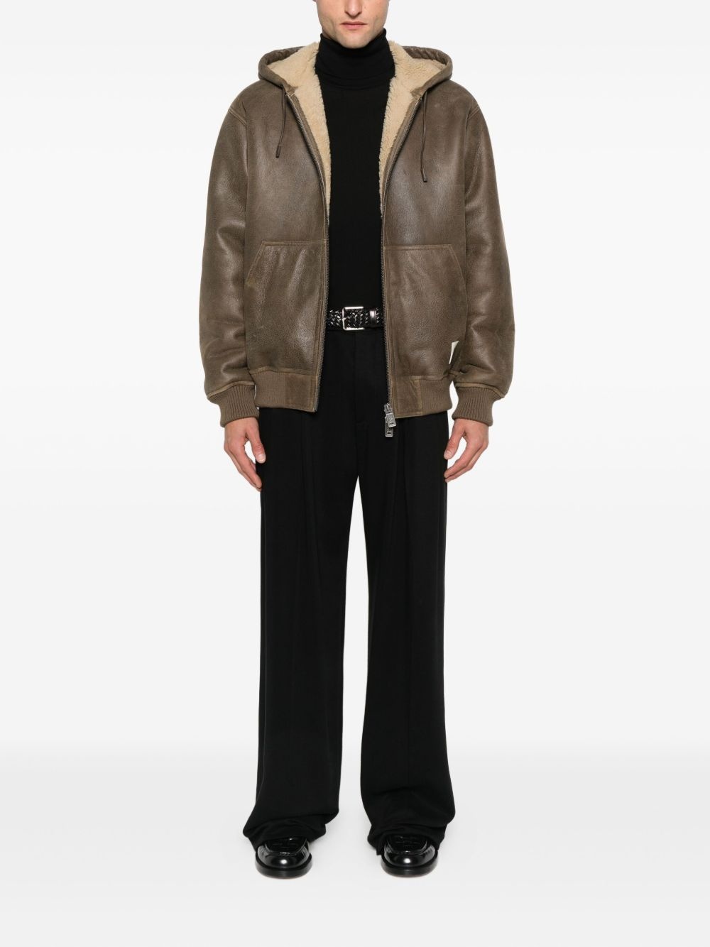 hooded shearling jacket - 2
