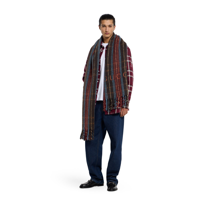 Wool scarf with Gucci logo 3