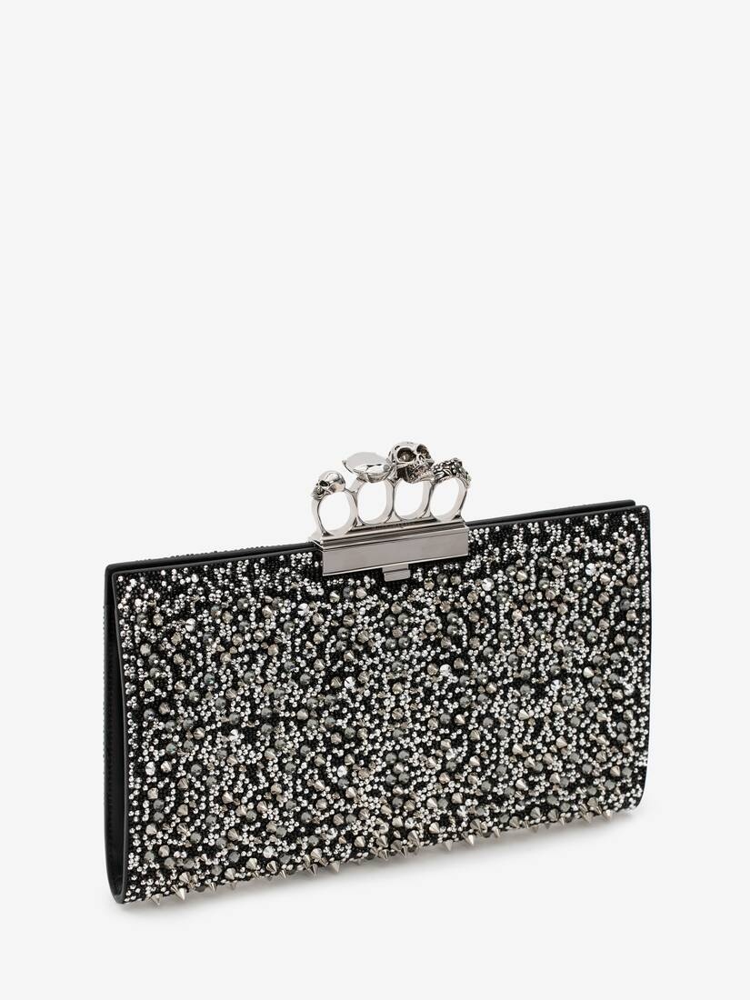 Women's Jewelled Flat Pouch in Black - 2