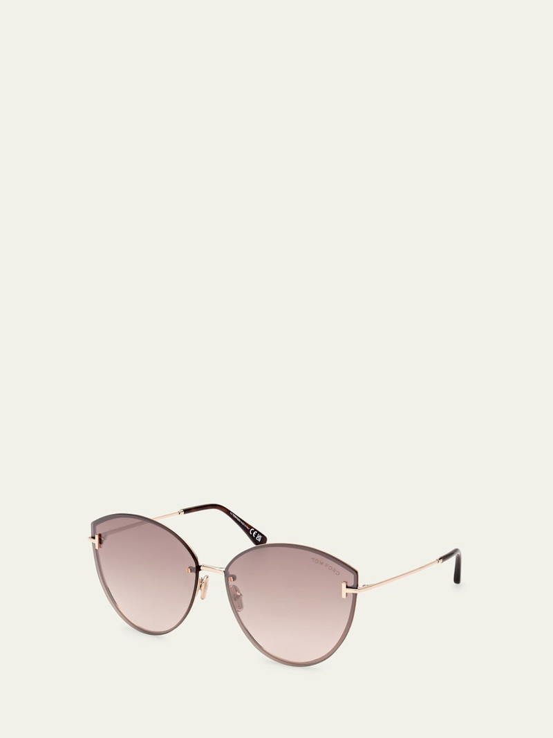 TOM FORD Evangeline Metal Cat-Eye Sunglasses outlook