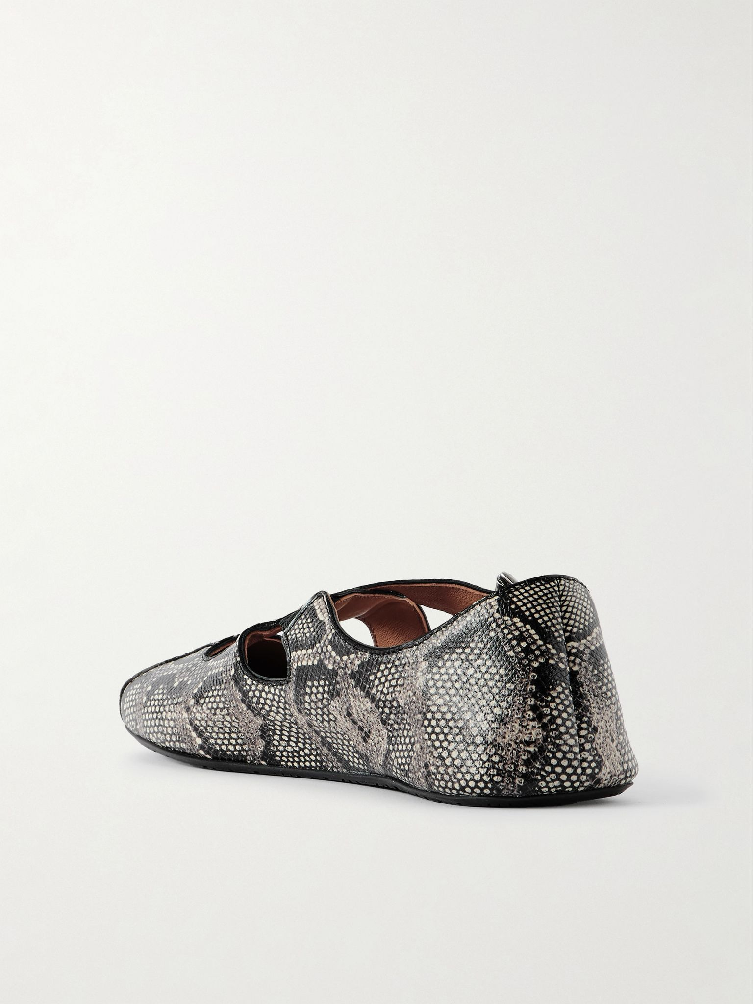 Criss Cross leather-trimmed snakeskin ballet flats Snake print - 3