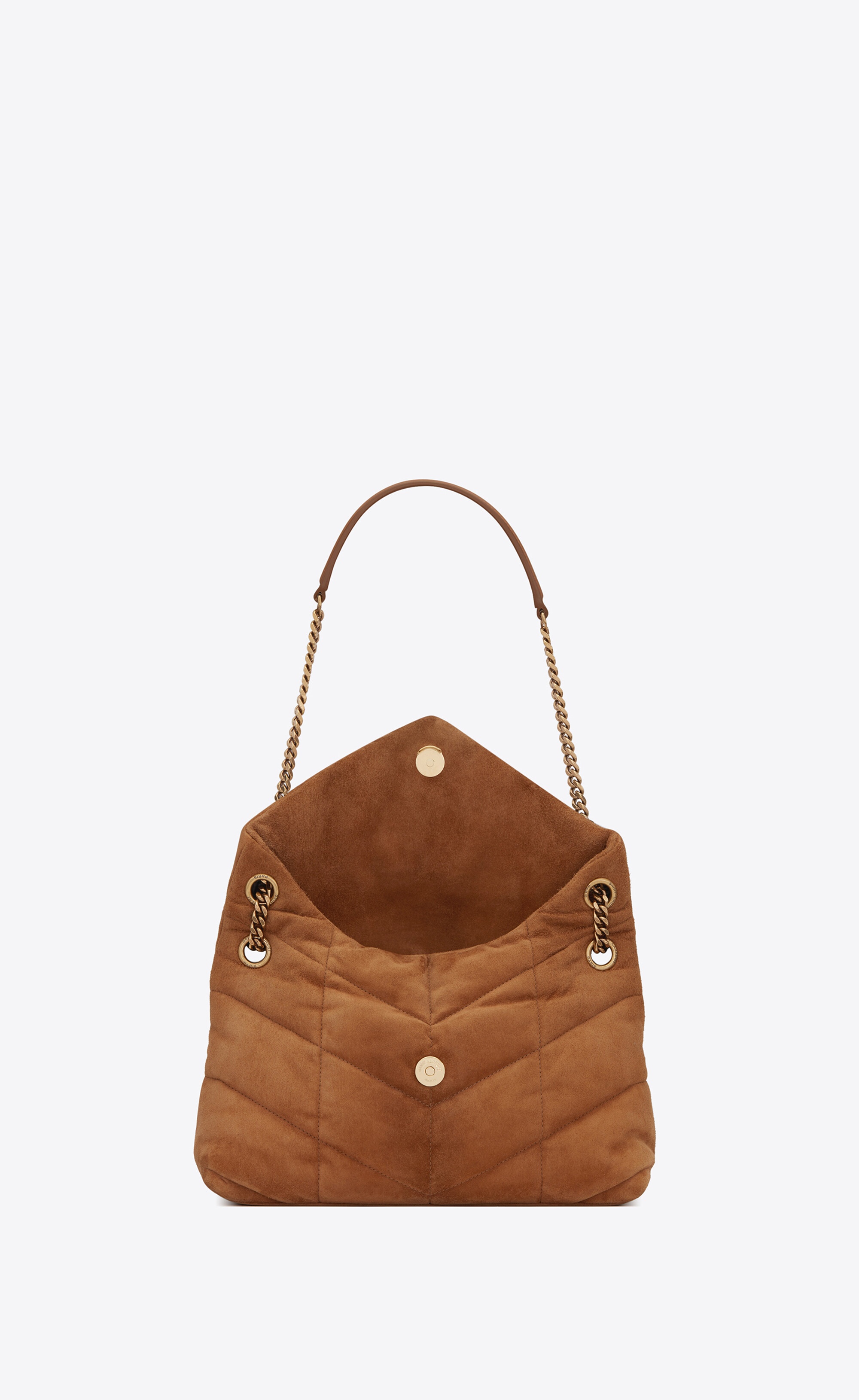 puffer small chain bag in quilted suede - 5