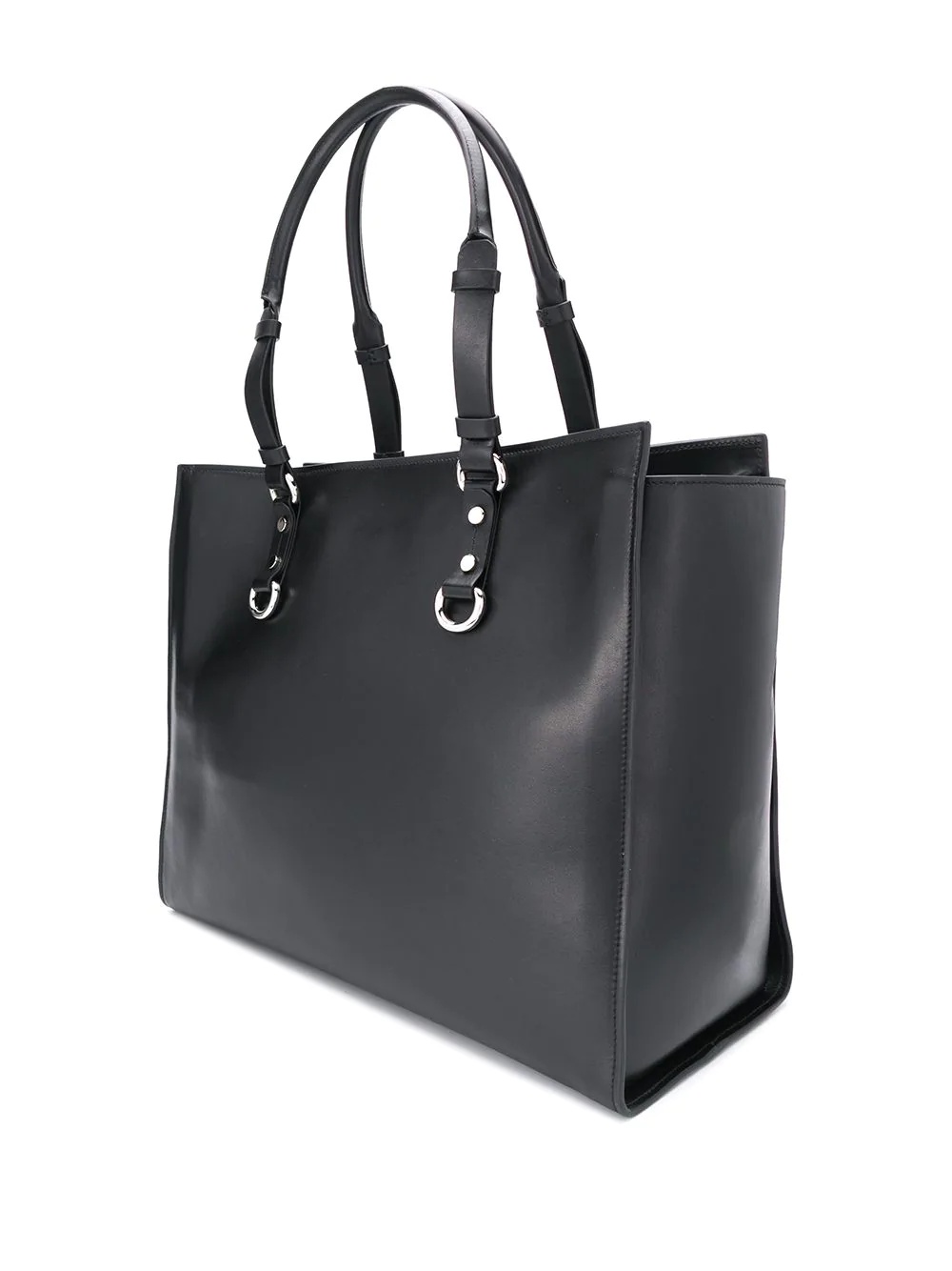 calf leather metal plaque tote - 3