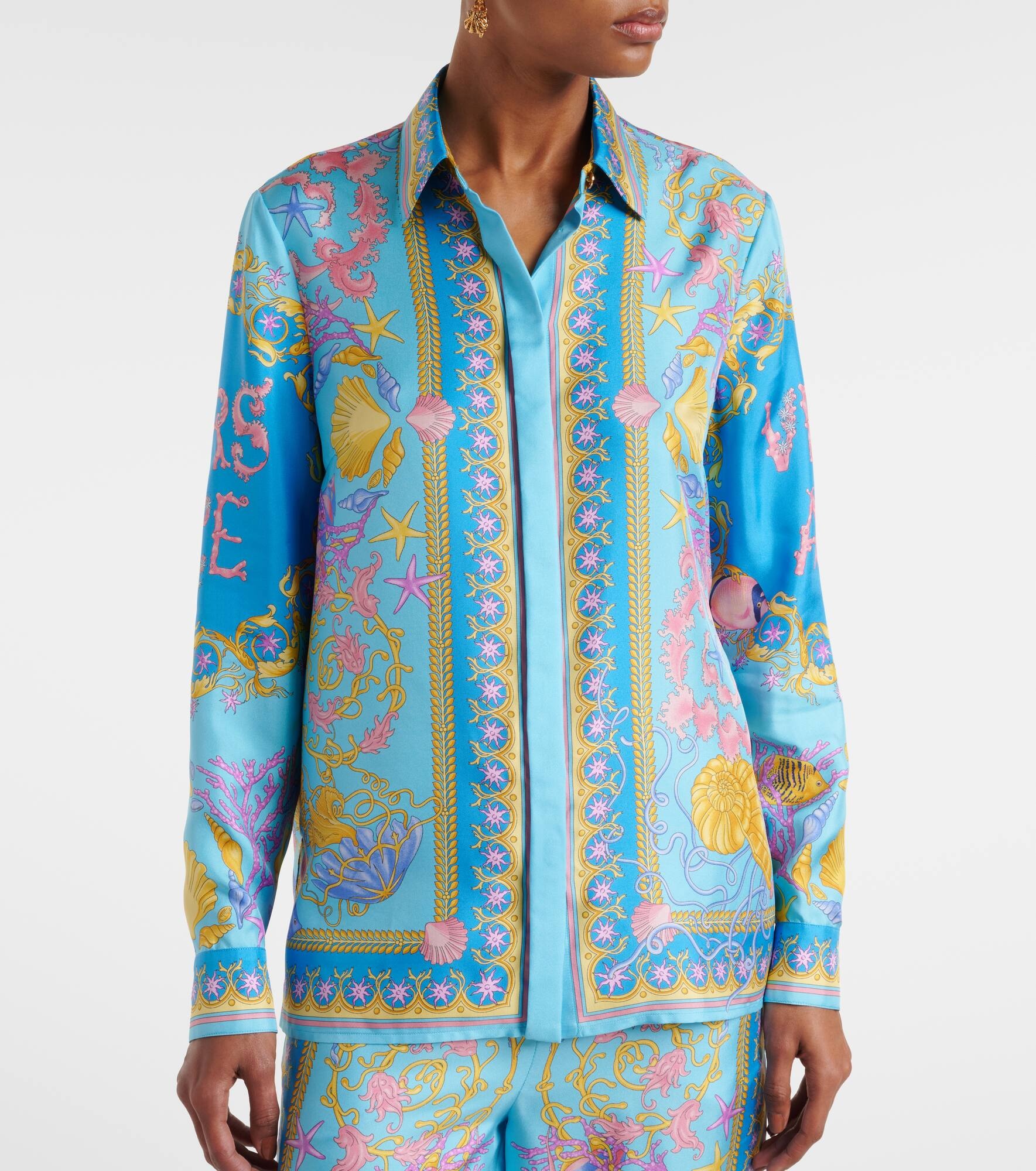 Underwater Barocco silk twill shirt - 6