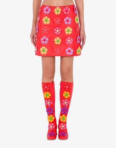 Moschino ALL-OVER FLOWERS NAPPA LEATHER SKIRT outlook
