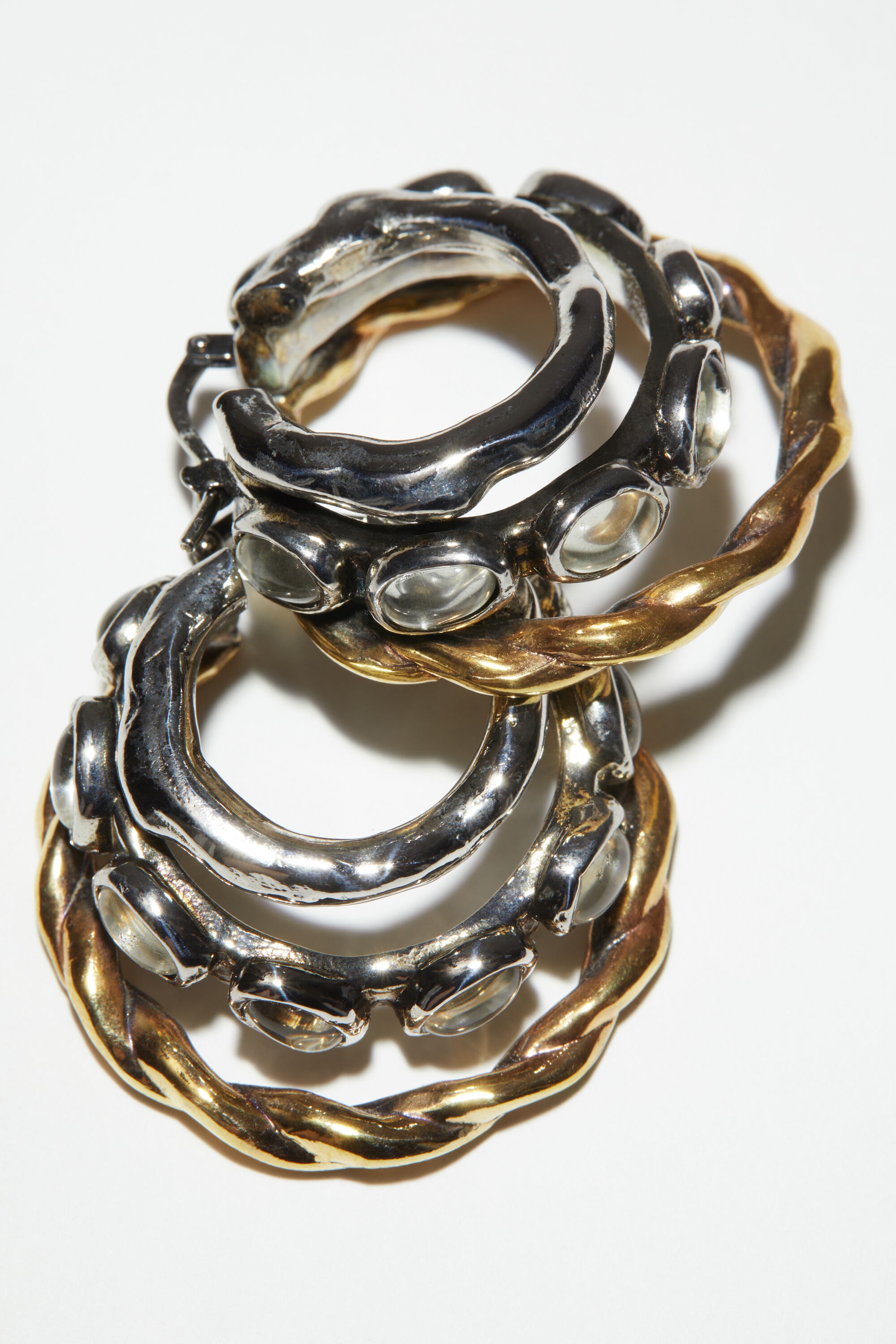 Multi hoop earrings - Antique silver/antique gold - 4