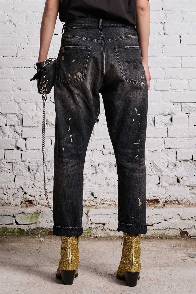 GOLD SPLATTER CROSSOVER JEAN - ETON SELVEDGE BLACK 7