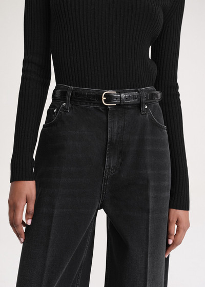 Totême Slim trouser leather belt black croco outlook