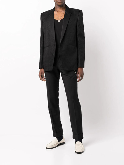 SAINT LAURENT single-breasted wool-silk blazer outlook