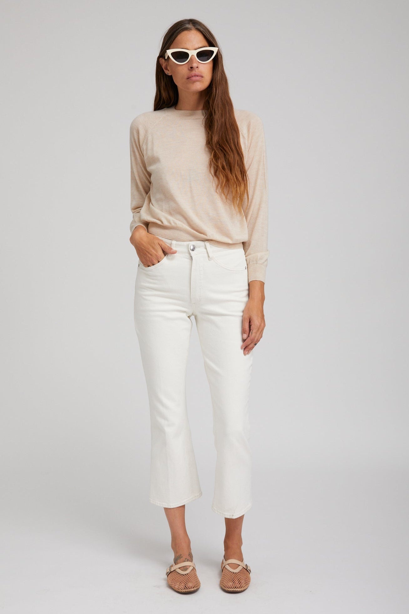 EARHART OFF WHITE CROP DENIM - 3