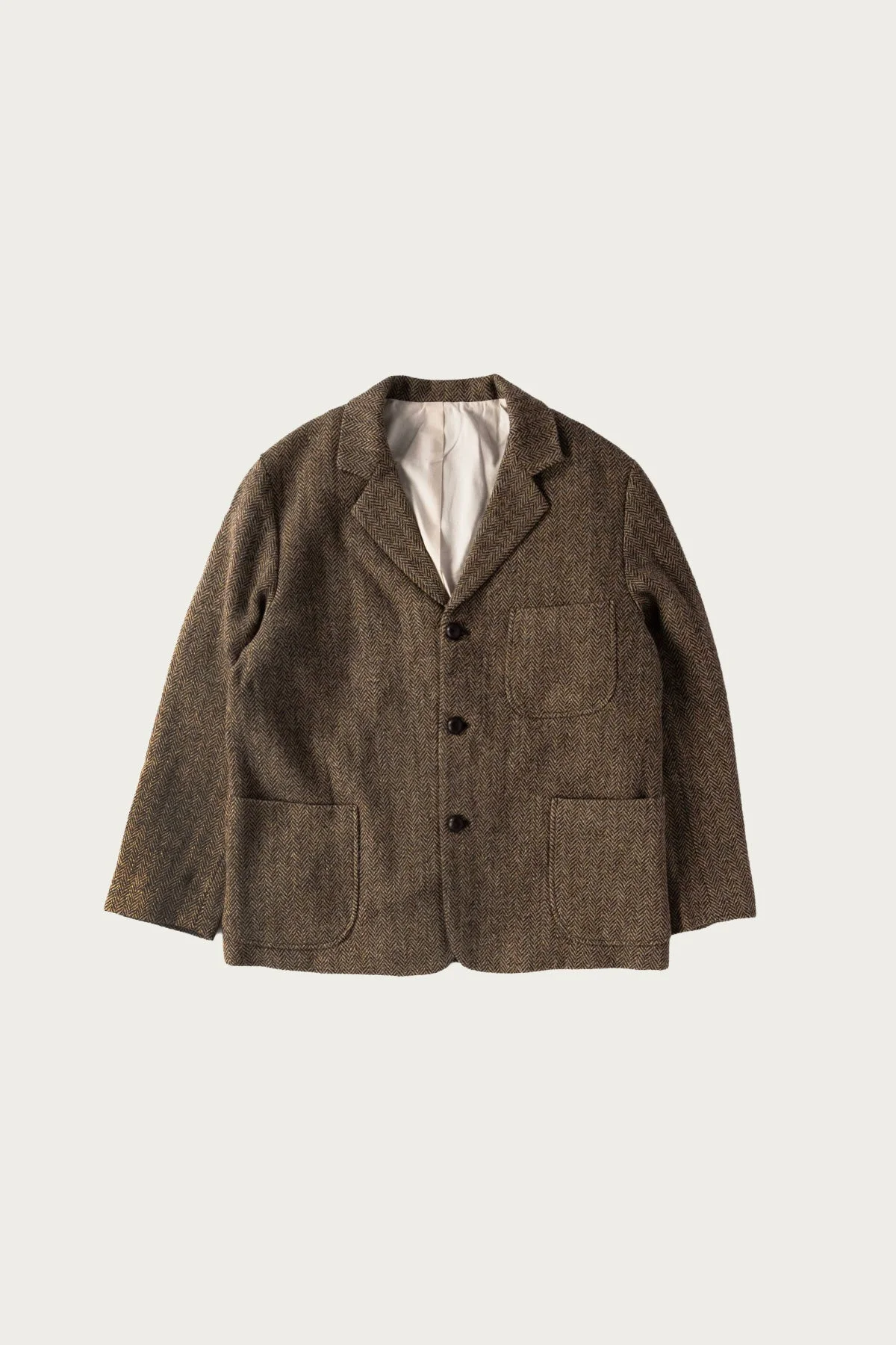 Relax Fit Harris Tweed Jacket - Khaki - 1