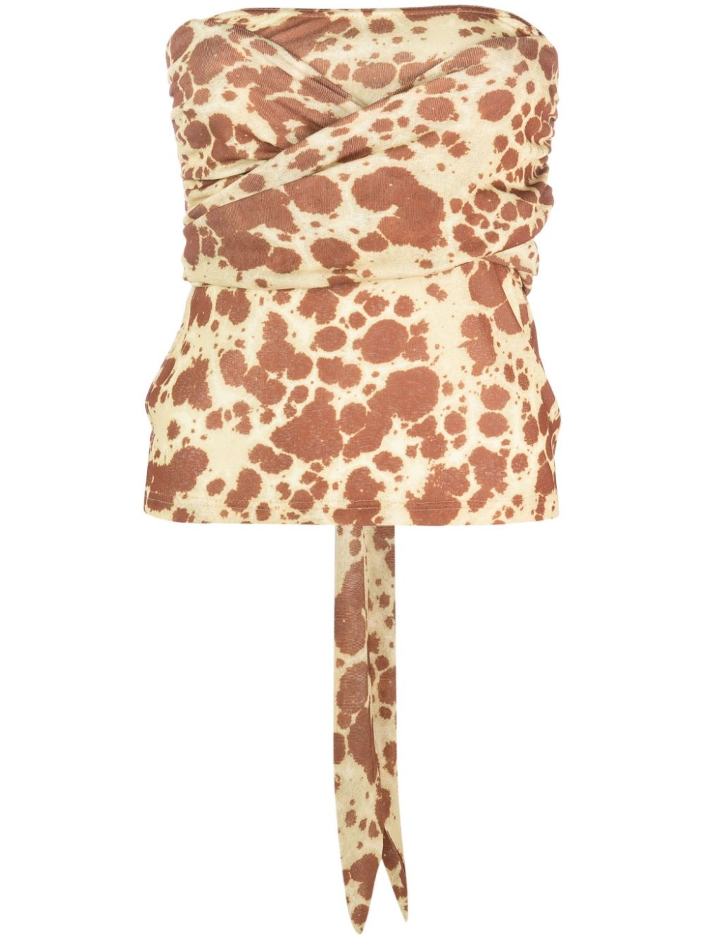 giraffe-print strapless wrap top - 1