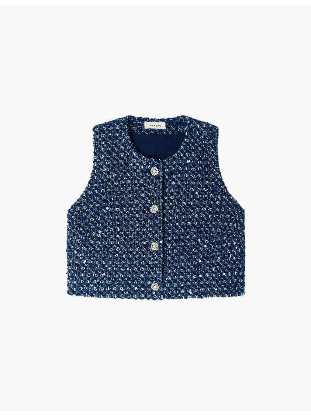 Cropped Sequin-Embellished Cotton Top - 1