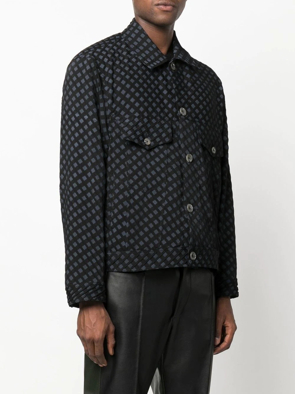 check-pattern shirt jacket - 3