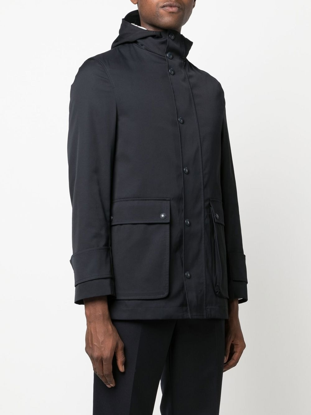 Thom Browne Men Simplified Snap Front Rain Parka In Nylon Tech - 4