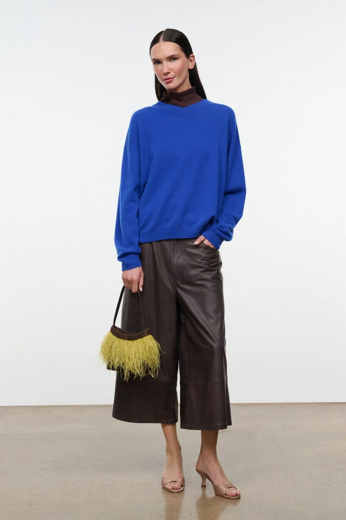 STAUD SPENCER CASHMERE SWEATER COBALT - 1