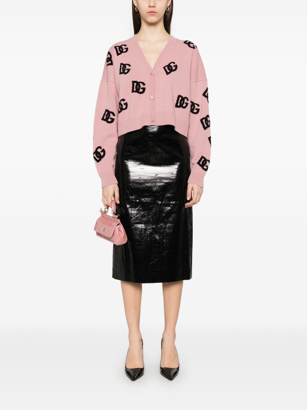 jacquard-logo cropped cardigan - 2