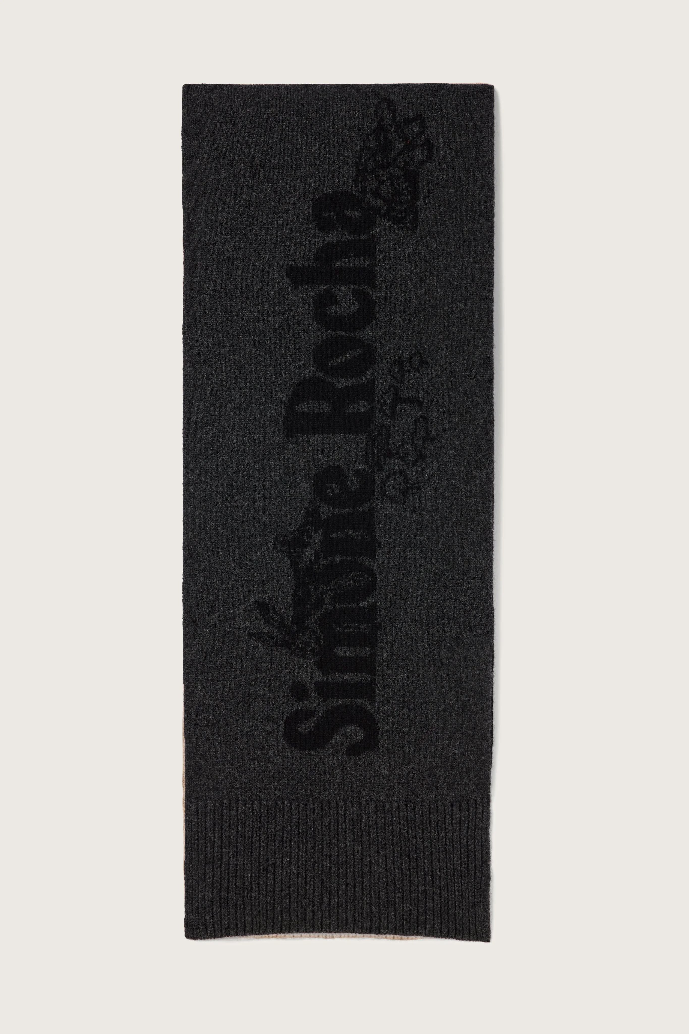 Long Graphic Logo Knit Scarf - 1