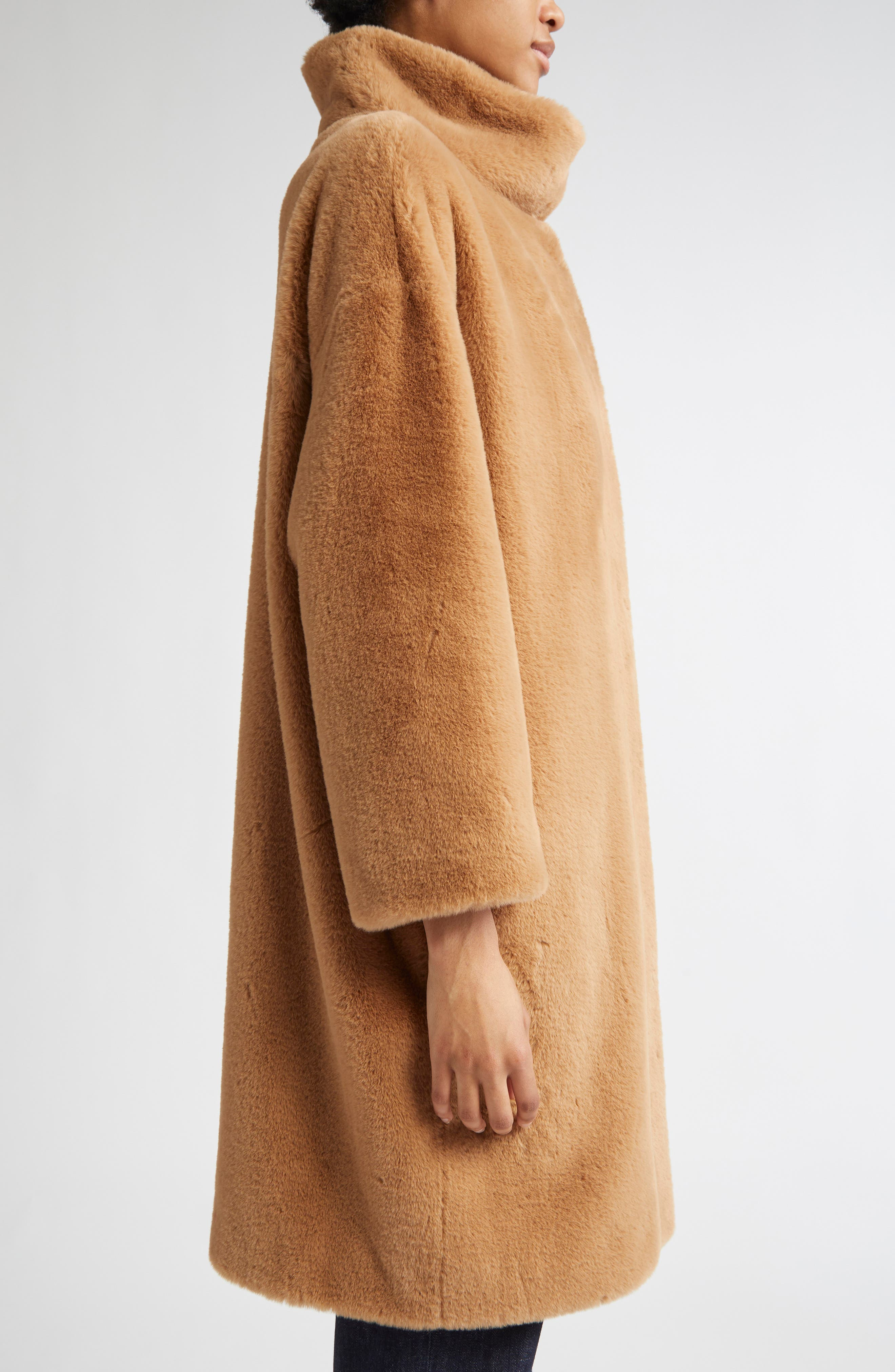 Herno Dropped Shoulder Faux Fur Coat in Cammello at Nordstrom - 3