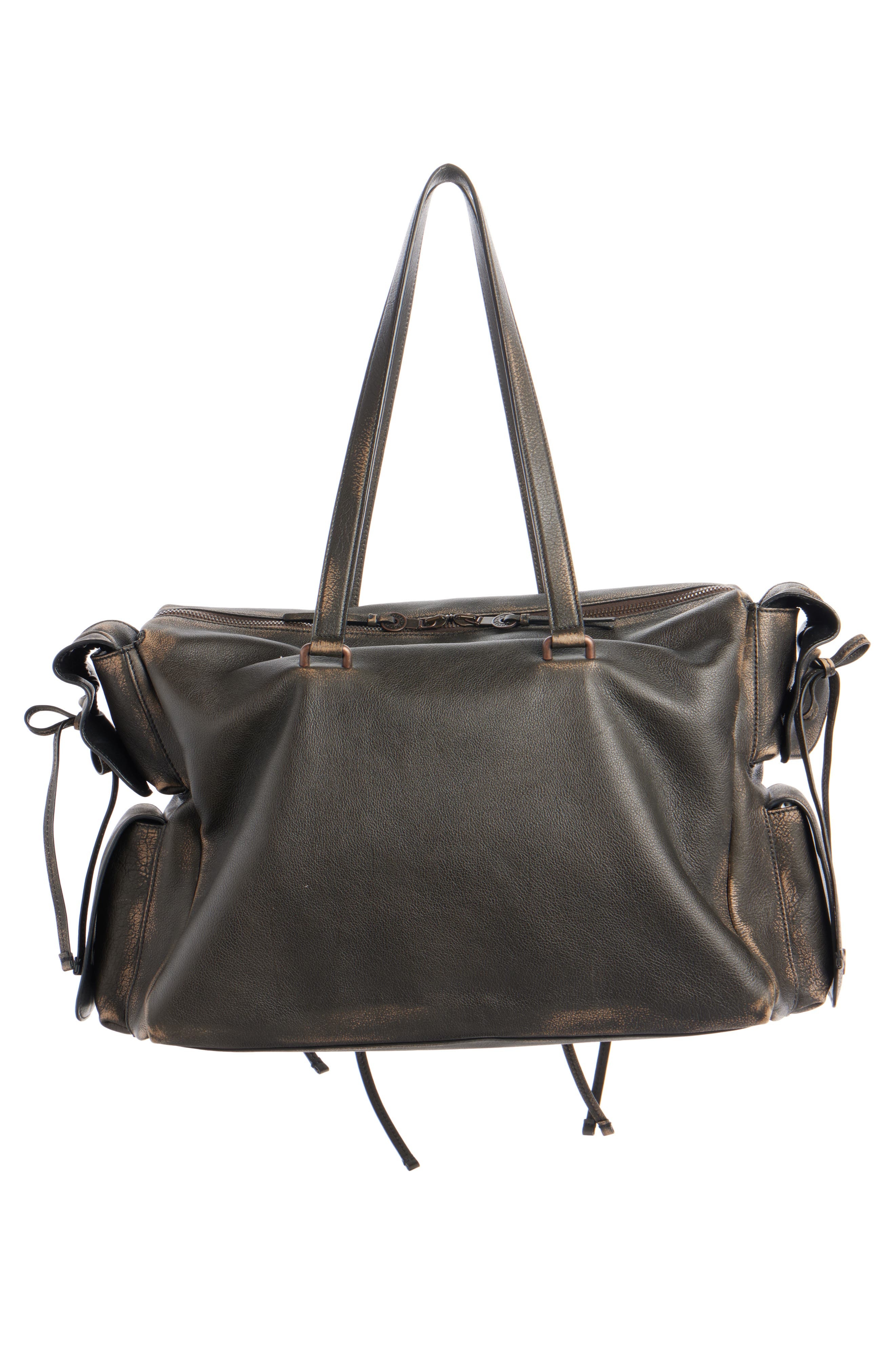 Acne Studios Multipocket Washed Leather Tote in Dark Brown/Beige at Nordstrom - 3