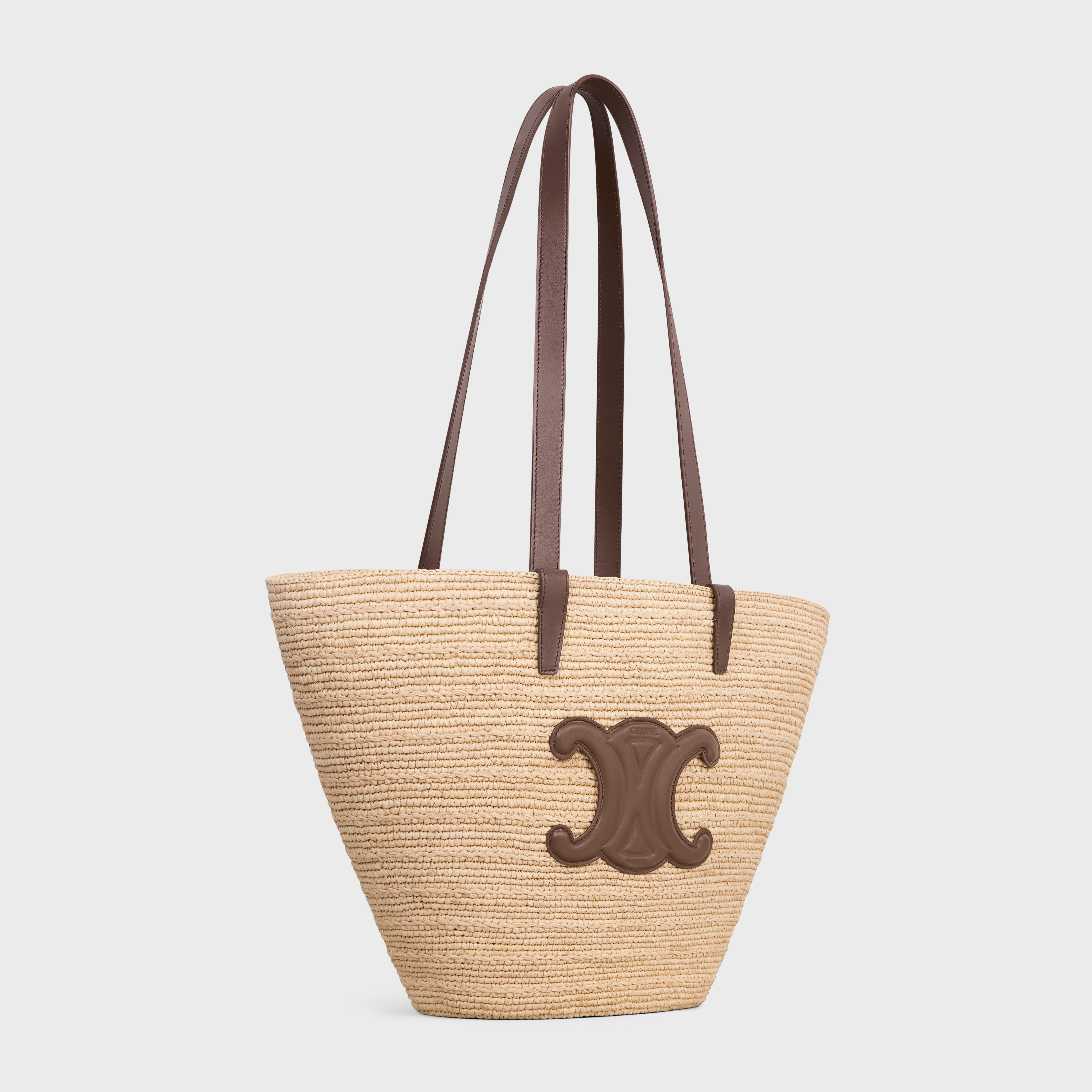 MEDIUM SUPPLE CELINE CLASSIC PANIER in Raffia and calfskin - 2