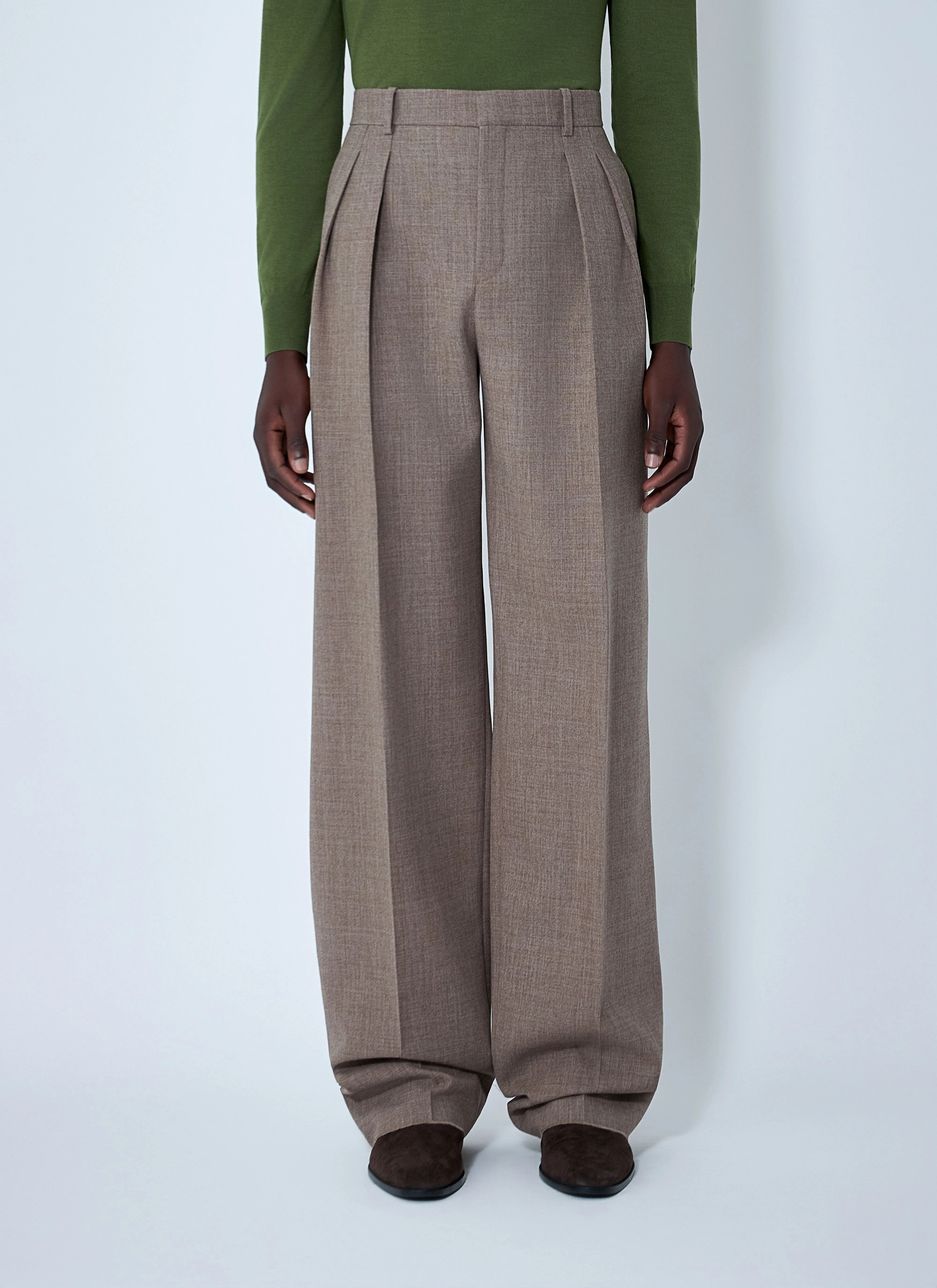 Saint Laurent Men Wide-Leg Tailored Panrs - 1