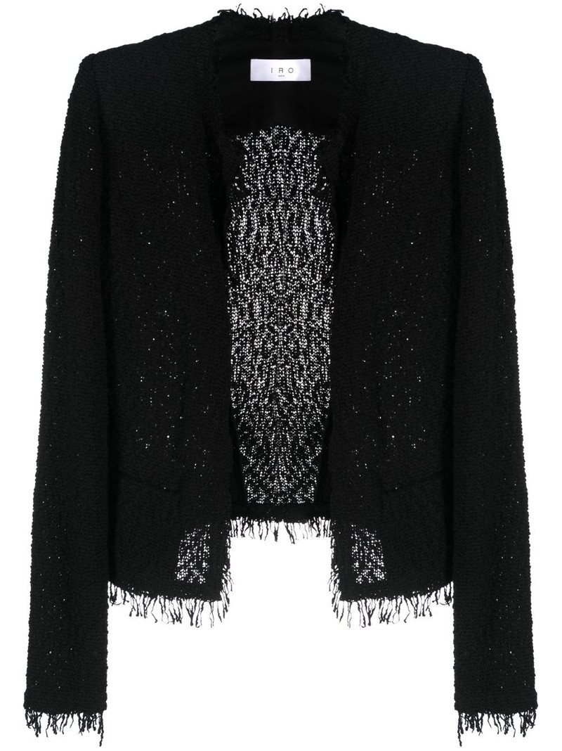 Shavani fringed-hem tweed jacket 1