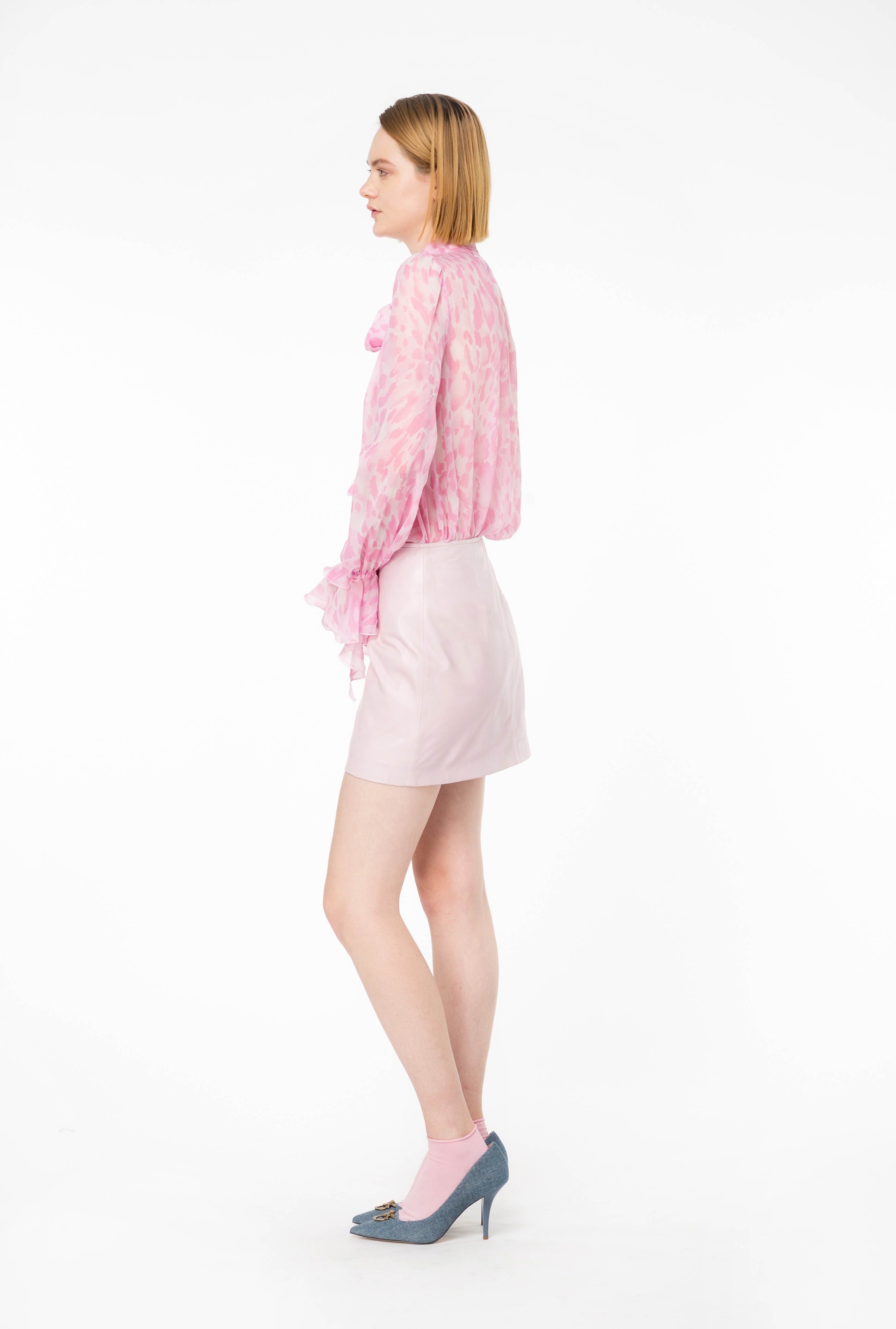 MINI SKIRT IN LAMINATED VINTAGE LEATHER - 4