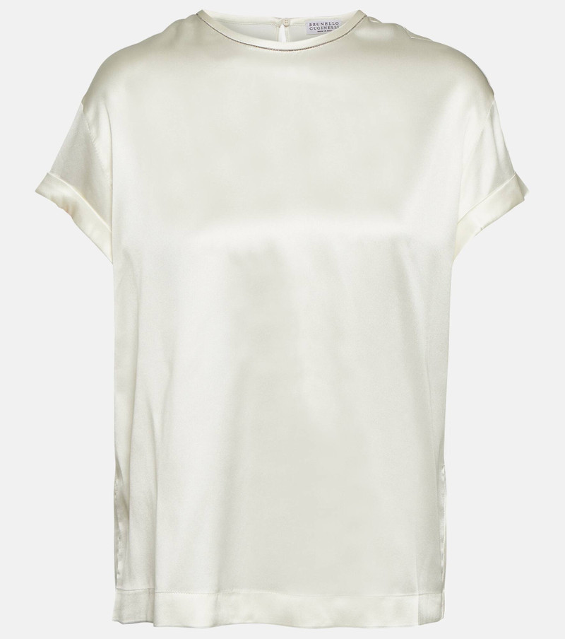Silk-blend satin T-shirt - 1