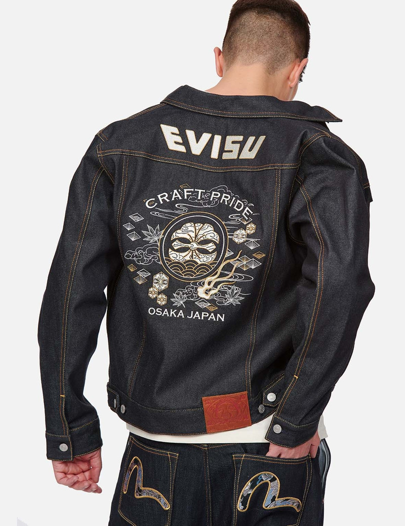 KAMON AND JAPANESE PATTERN EMBROIDERED DENIM JACKET 3