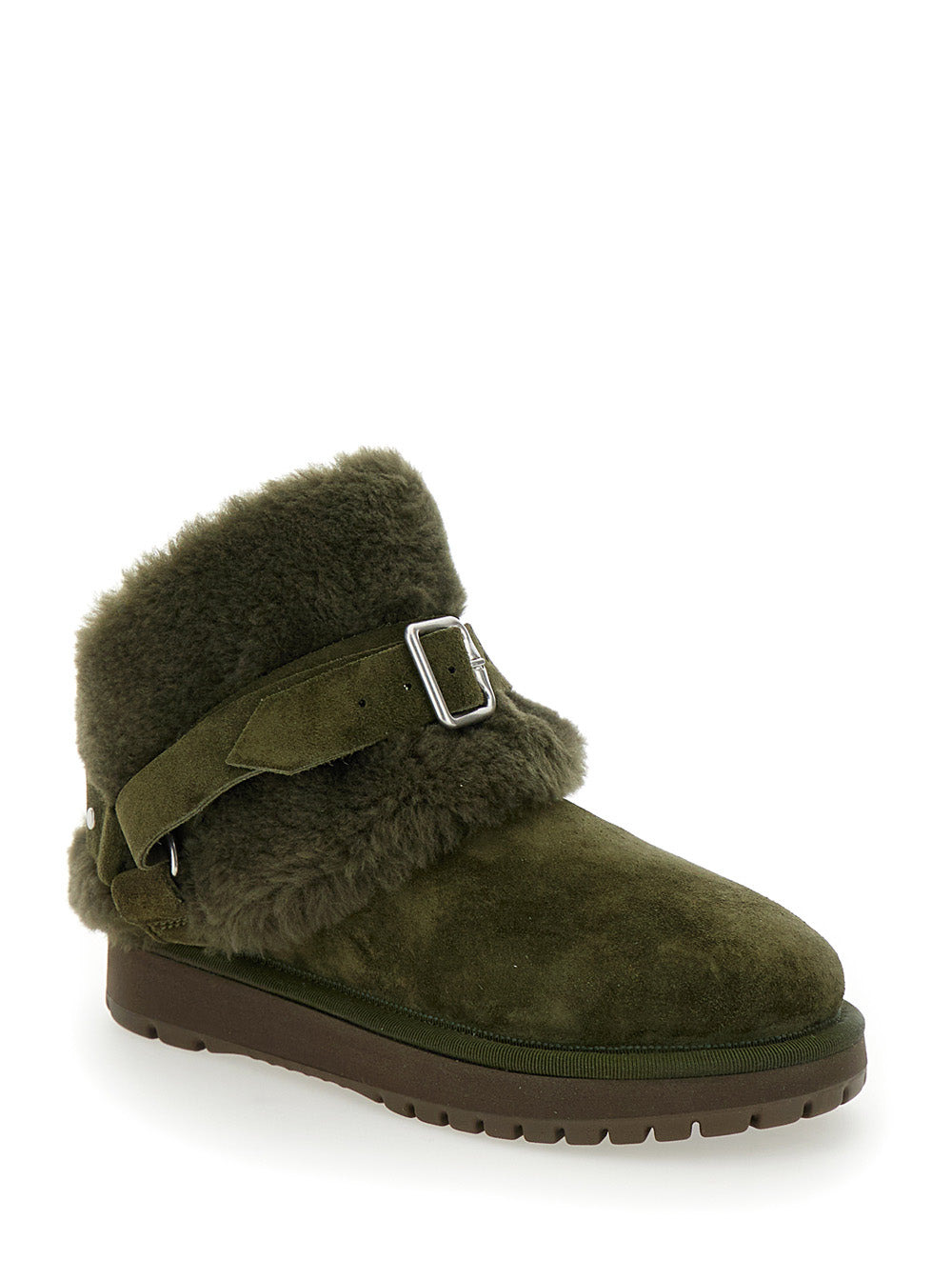 Burberry Women 'Snug' Green Ankle Boots With Strap In Suede And Shearling Woman - 2