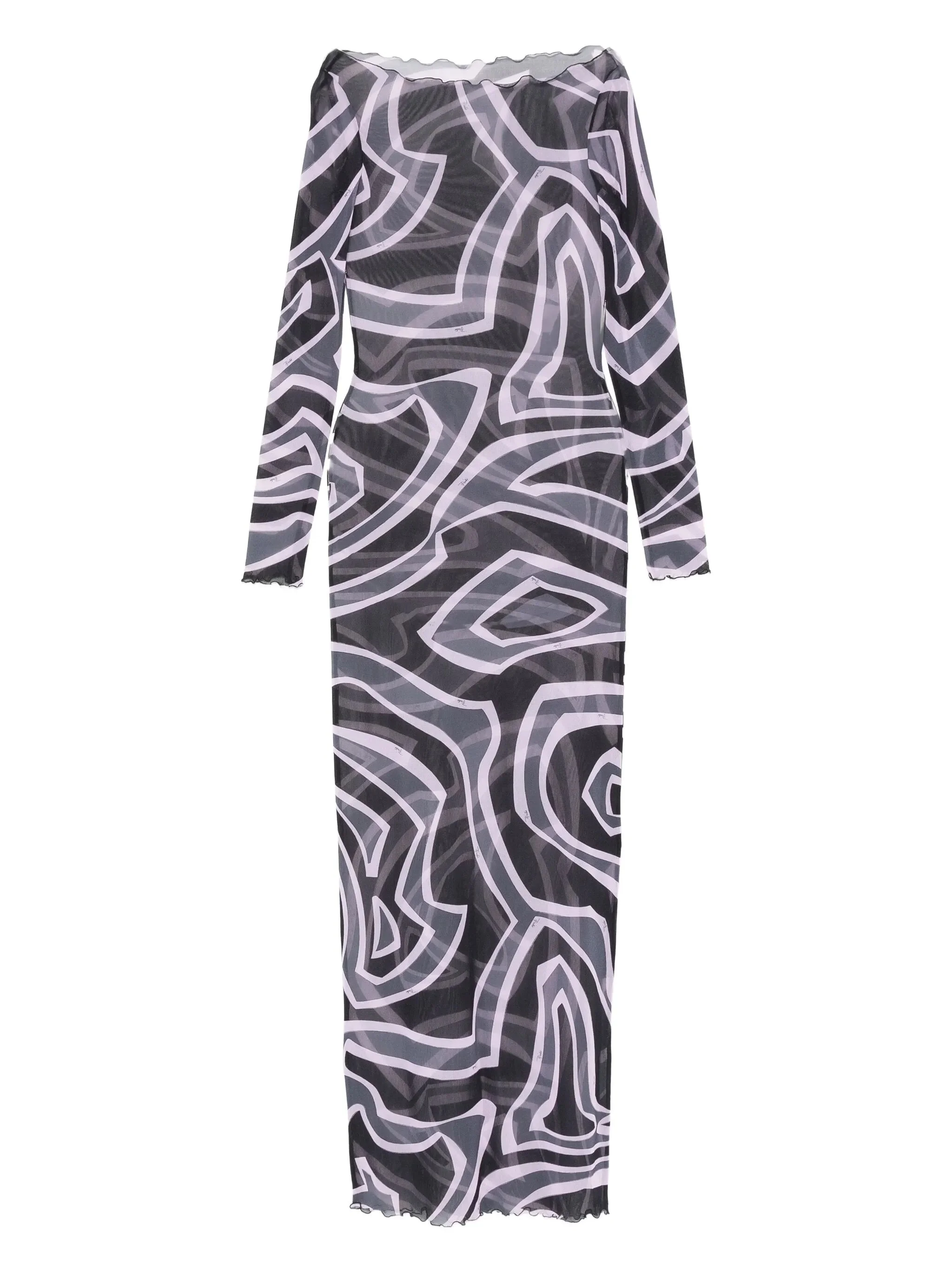 abstract-print long-sleeve maxi dress - 1