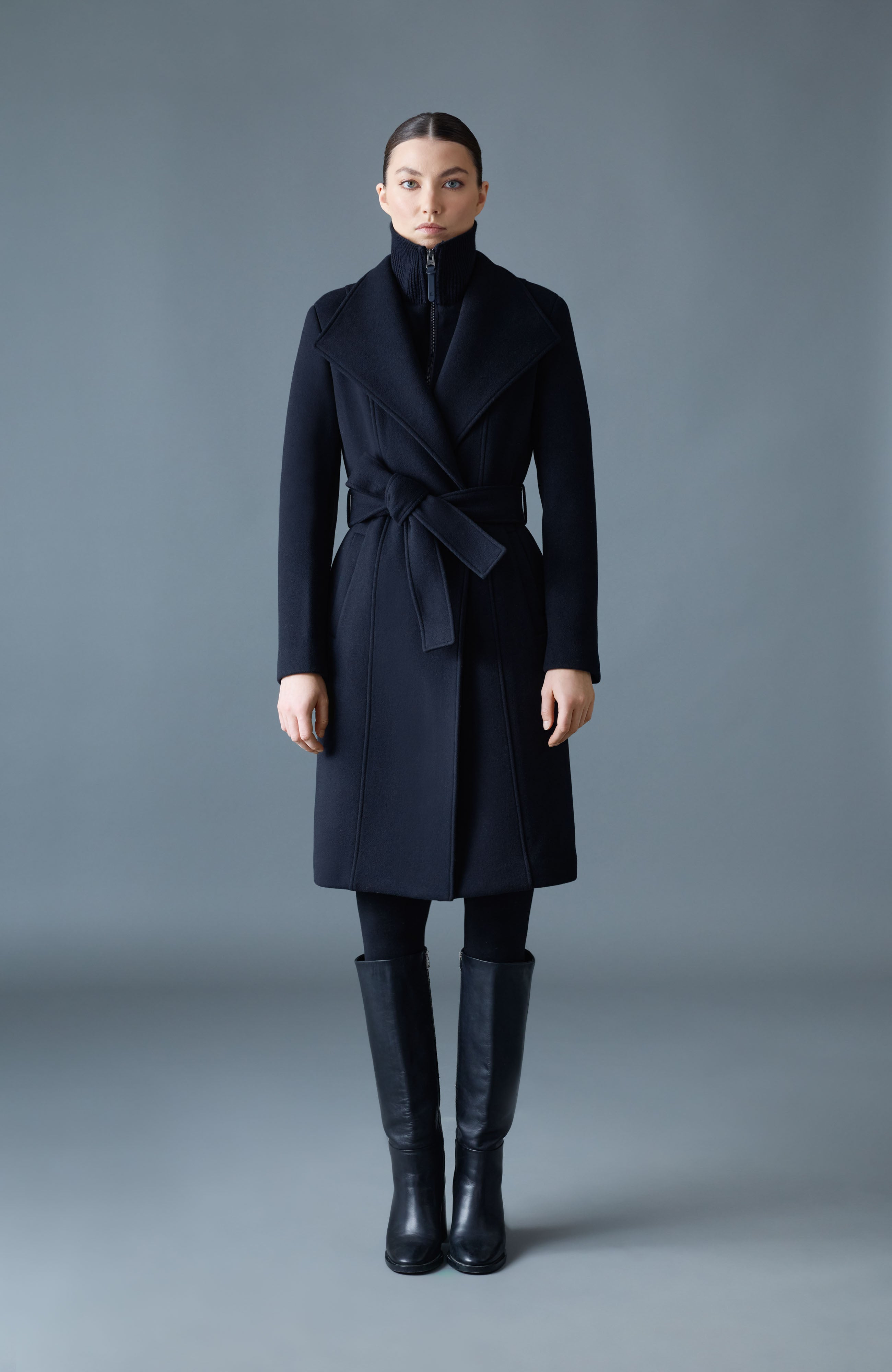 NORITA-Z 2-in-1 double face wool coat with sash - 2