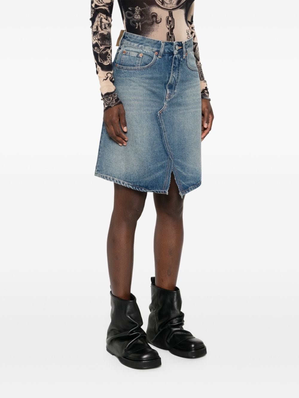 faded denim skirt - 3