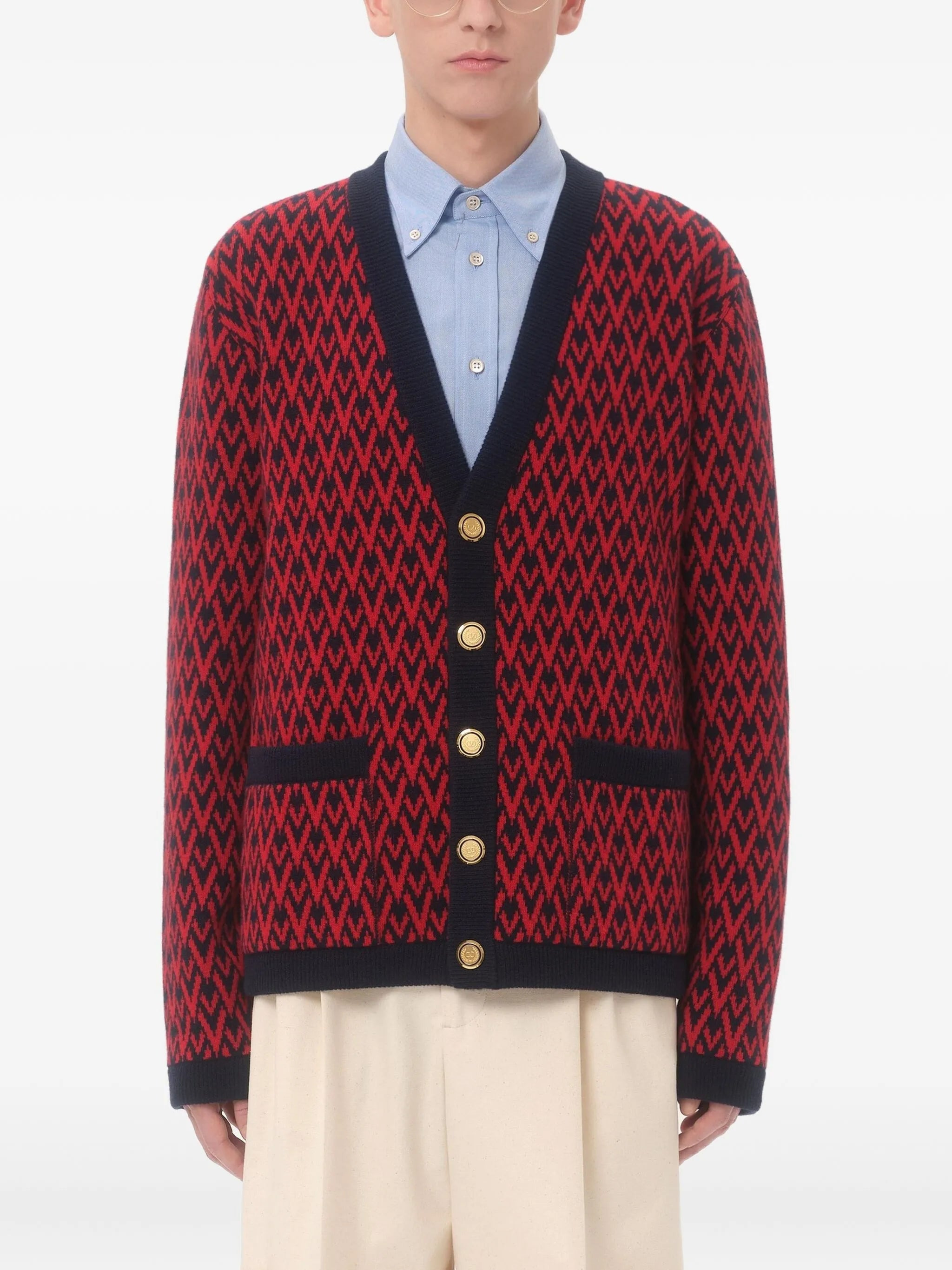 diamond-patterned cardigan - 3