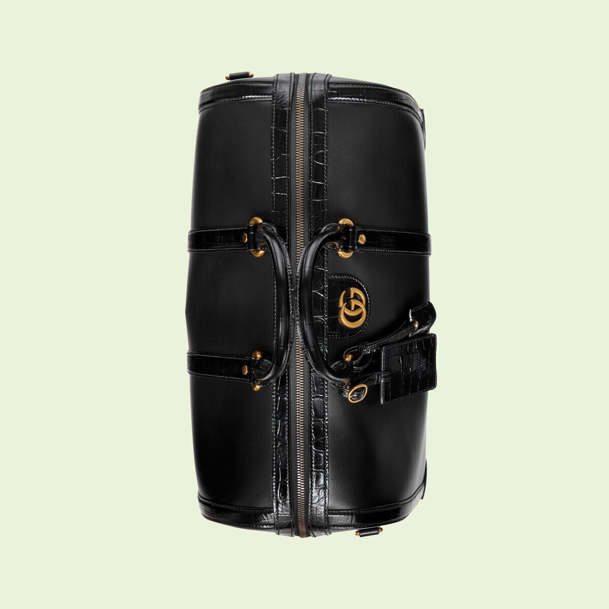 Crocodile trim duffle bag with Double G - 7