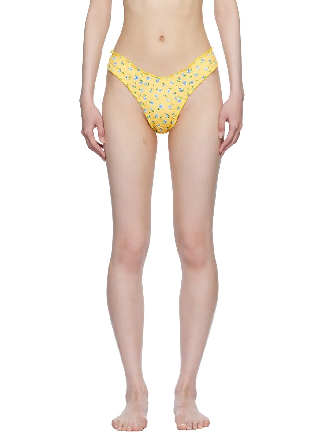 Yellow Dalton Floral Micro Bikini Bottom - 1