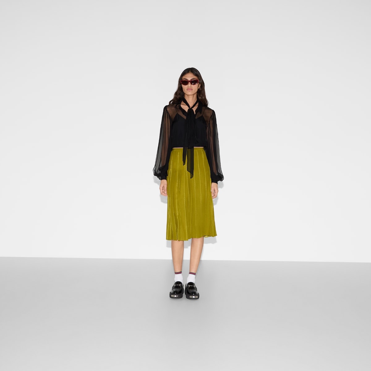 Chain and belt silk jacquard skirt - 2