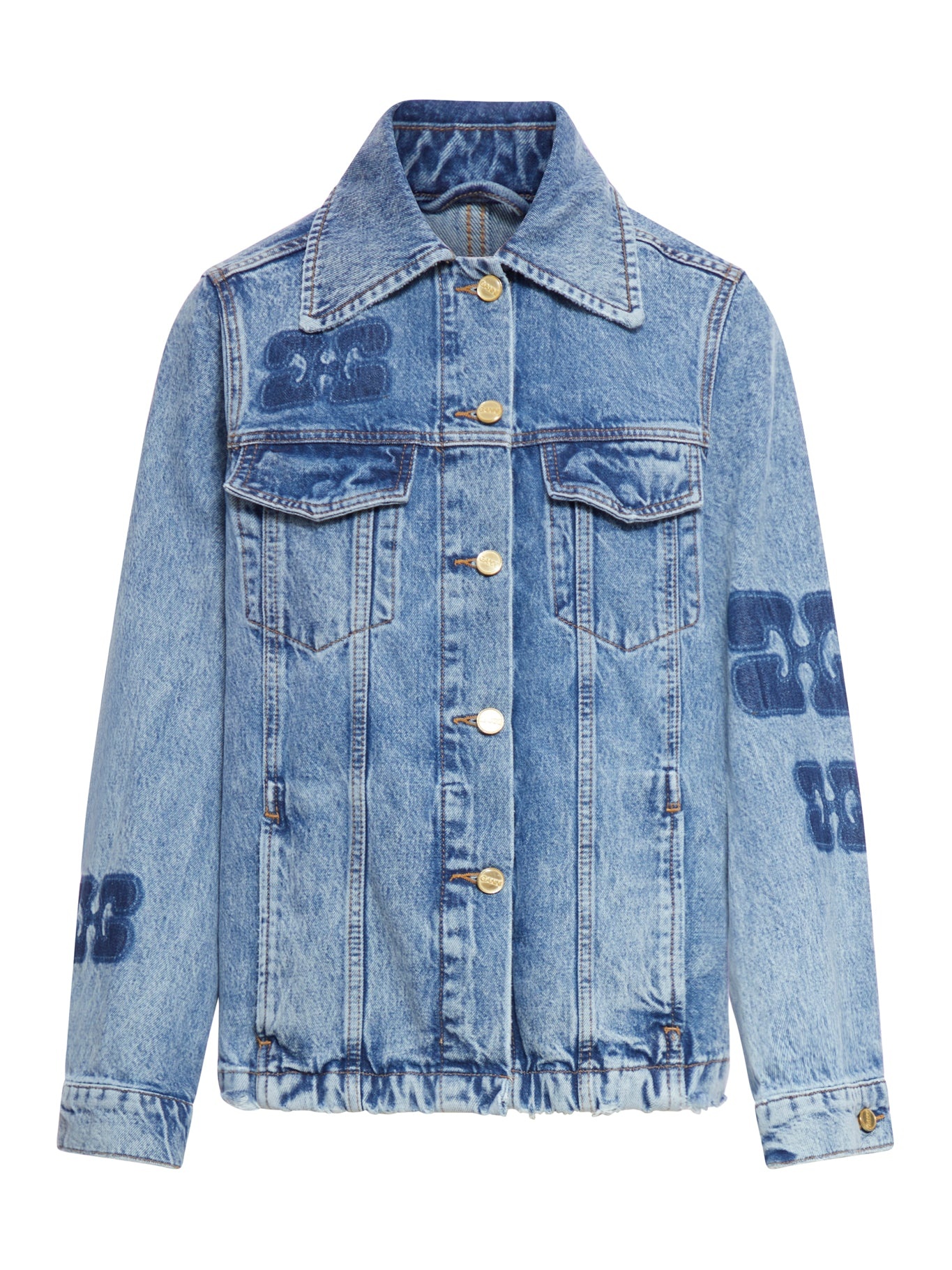 ★Ganni★ Gani logo patch denim jacket J1436 566 Ganni Patch Denim Jacket | David Jones