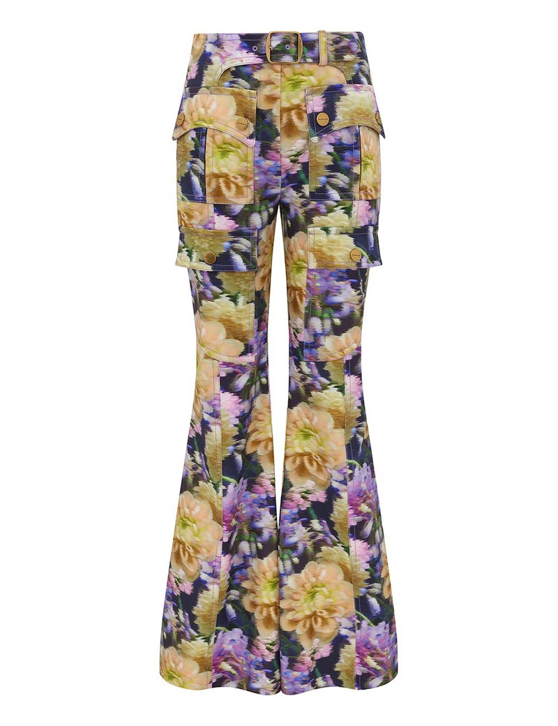 LUNA PRINTED DRILL FLARE PANT 1
