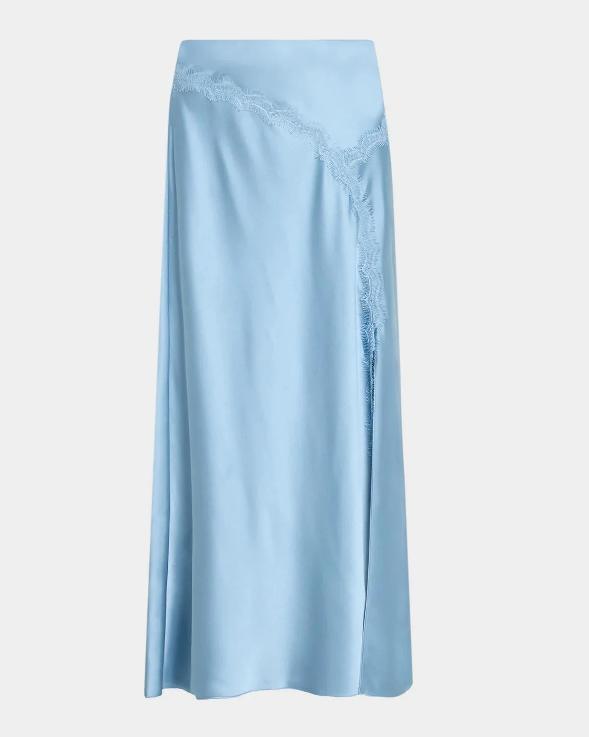 Bethany Lace-Trim Satin Midi Skirt - 1