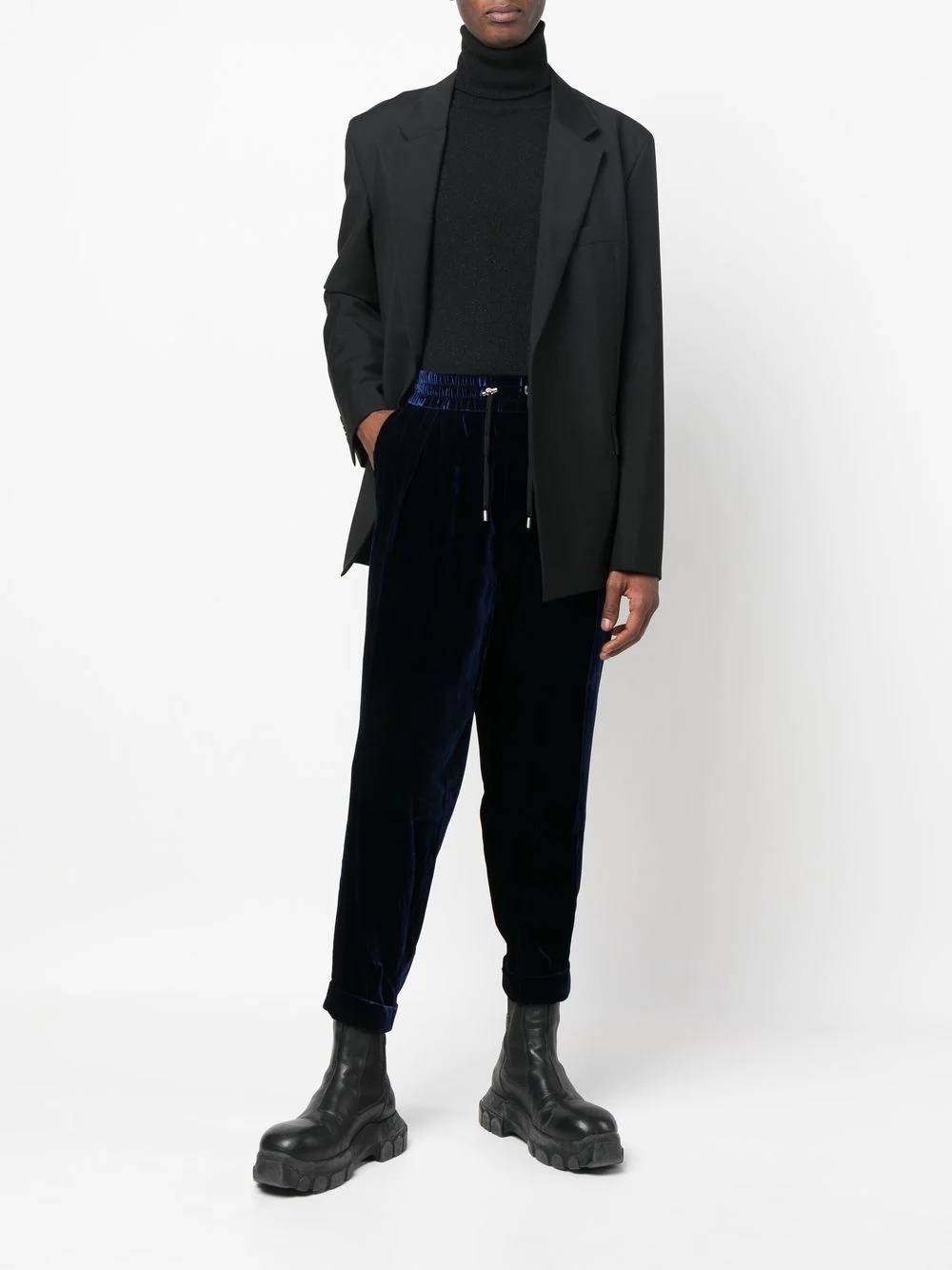 velvet drop-crotch track trousers - 2