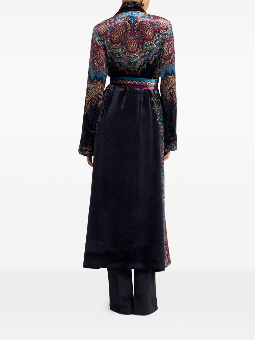 paisley-print velvet robe - 3