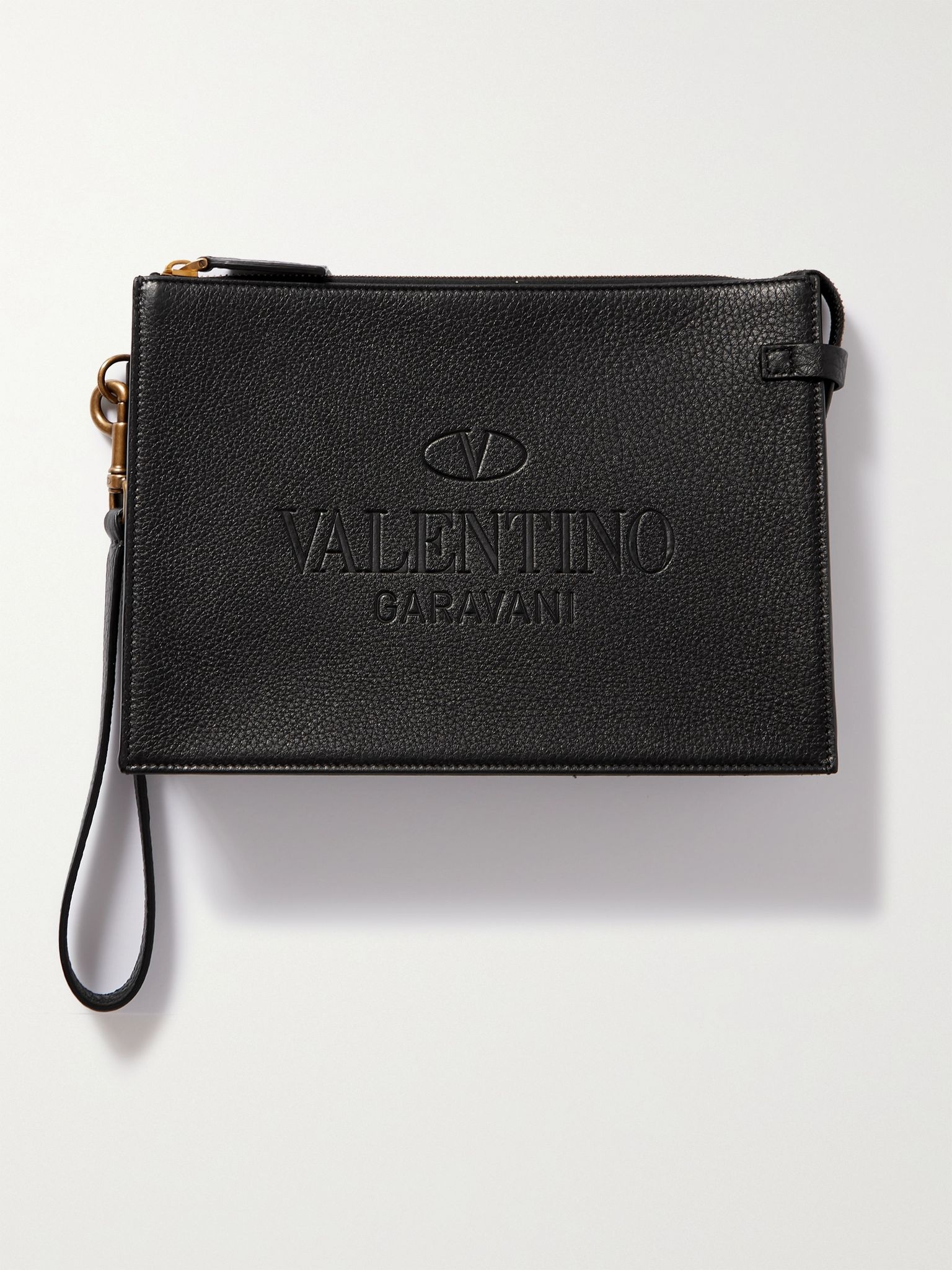 Valentino Garavani Logo-Debossed Leather Pouch - 1