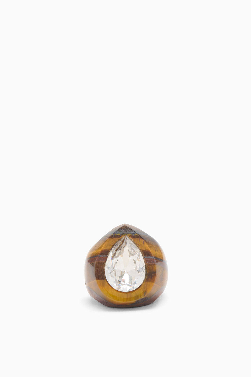 ULLA JOHNSON Crystal Pear Signet Ring outlook