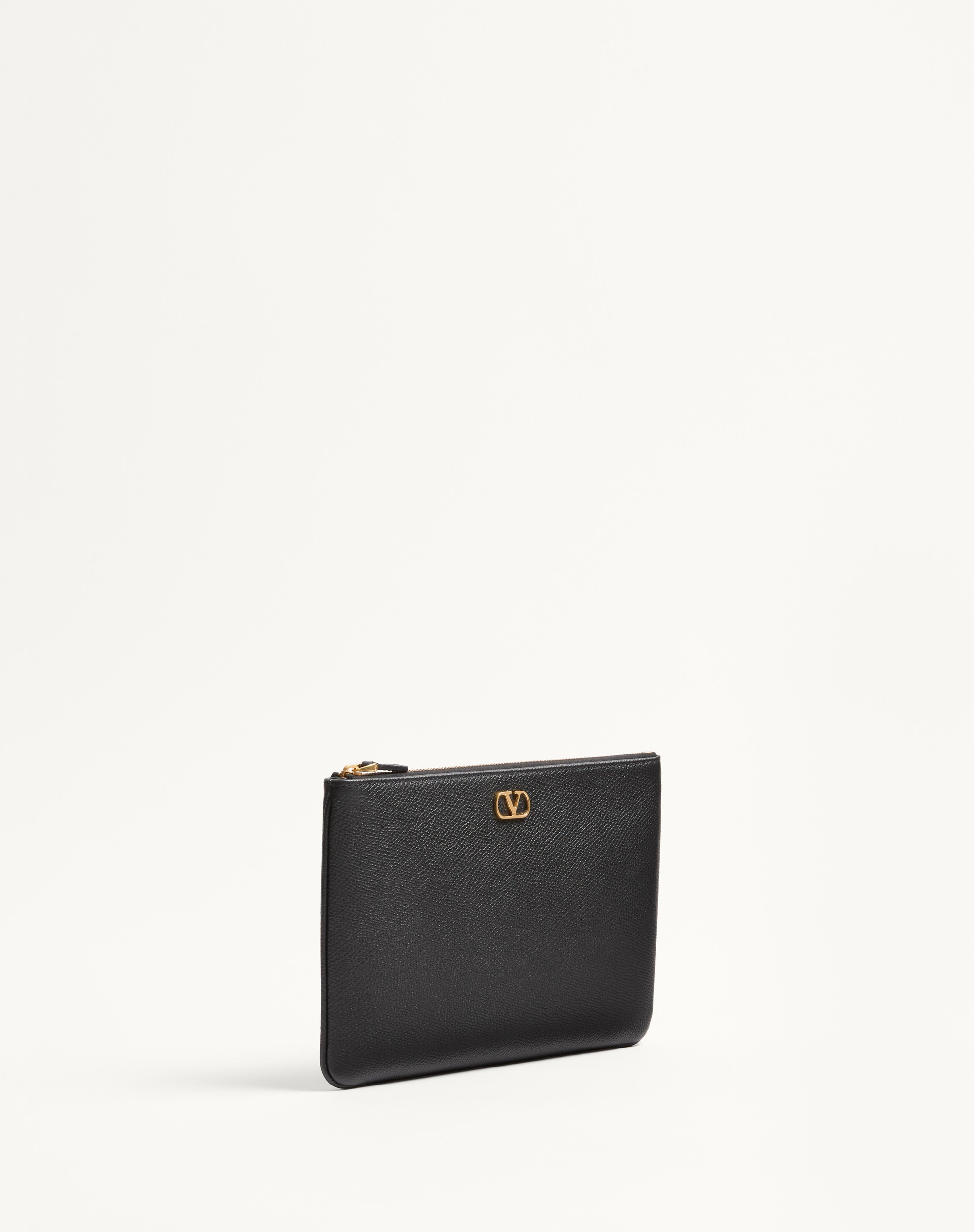 VLOGO SIGNATURE GRAINY CALFSKIN CLUTCH BAG - 3