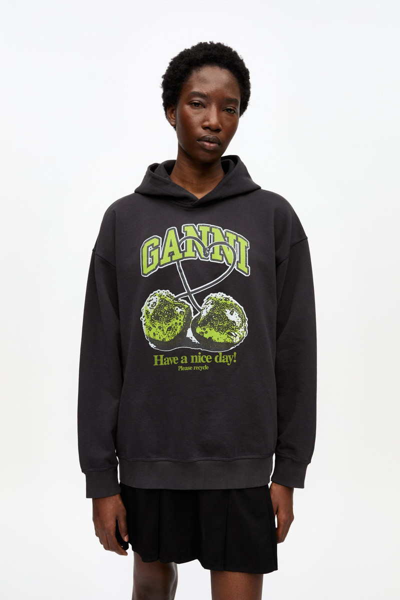 GANNI BLACK ISOLI CHERRIES OVERSIZED HOODIE outlook
